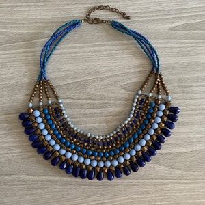 Blue Bib Statement Necklace